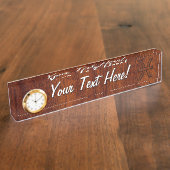 ピセス〔占星術の〕十二宮図シンボルinマホガニー木目スタイル デスクネームプレート (側面)