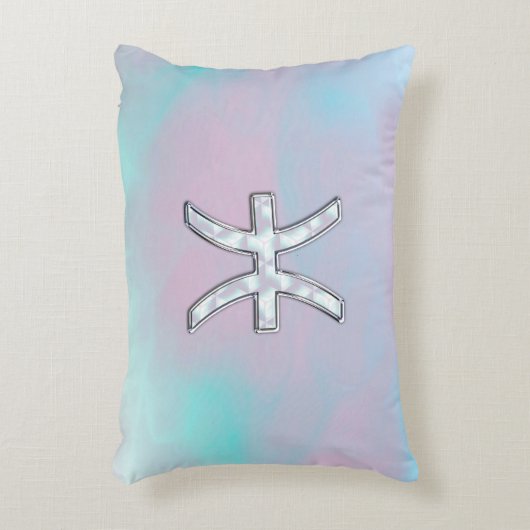ピセス〔占星術の〕十二宮図スタイリッシュサインマザーオブパール アクセントクッション (正面(垂直))