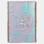 ピセス〔占星術の〕十二宮図スタイリッシュサインマザーオブパール スローブランケット (正面縦)