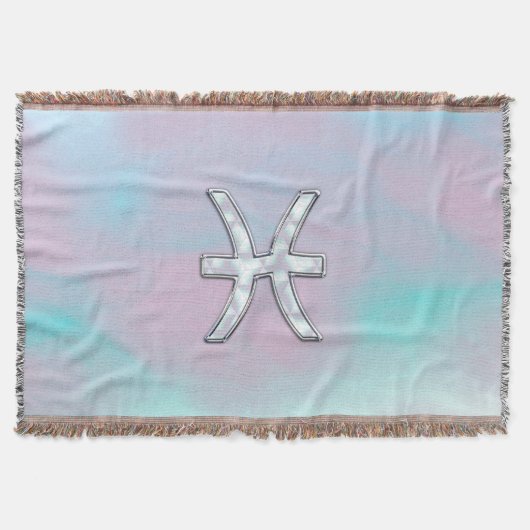 ピセス〔占星術の〕十二宮図スタイリッシュサインマザーオブパール スローブランケット (正面)