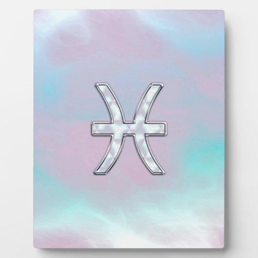 ピセス〔占星術の〕十二宮図スタイリッシュサインマザーオブパール フォトプラーク (正面)
