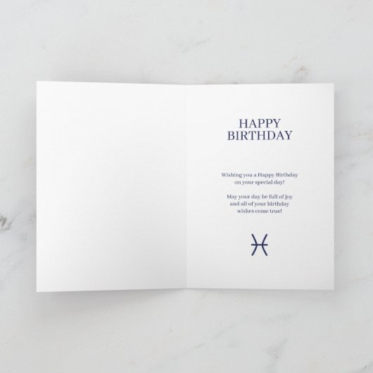 ピセス〔占星術の〕十二宮図スターサインカスタム誕生日 カード (内部)