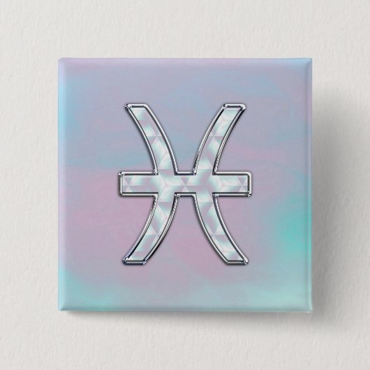 ピセス〔占星術の〕十二宮図マザーオブパールスタイルデコール 缶バッジ (正面)