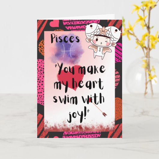 ピセス〔占星術の〕十二宮図ヴァレンティパーソナライズされたンカード カード (黄色い花)