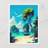 ピタイランドアートヴィンテージ旅行イラストレーション ポストカード (正面)