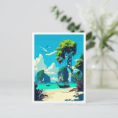 ピタイランドアートヴィンテージ旅行イラストレーション ポストカード (スタンド正面)