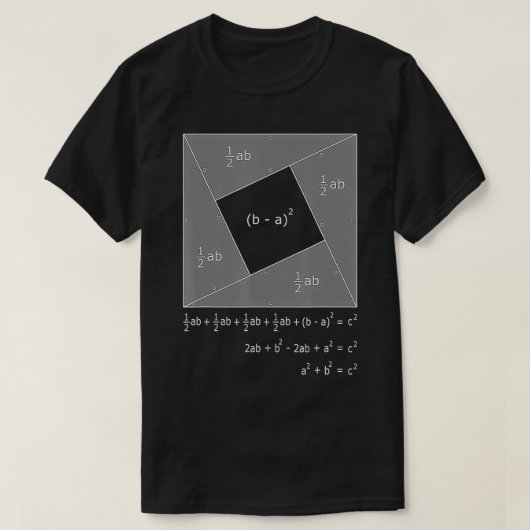 ピタゴラスの定理の代数的証明の数学 Tシャツ (デザイン正面)