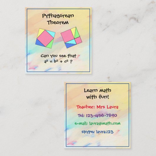 ピタゴラス定理Math Tutor名刺 スクエア名刺 (正面/裏面)