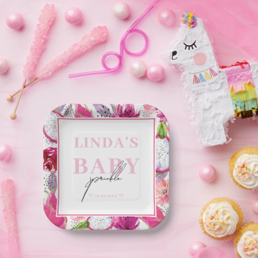 ピタヤドラゴンフルーツパーソナライズされたベビー散水 ペーパープレート (パーティー)