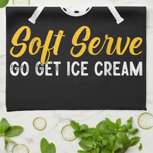 ピッおもしろいクもしボールお前ソフトサーブ行けGet キッチンタオル (折り畳み)