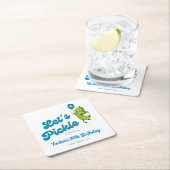 ピッおもしろいク遊ルのピクルボールカスタム文字 スクエアペーパーコースター (インサイチュ)