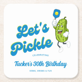 ピッおもしろいク遊ルのピクルボールカスタム文字 スクエアペーパーコースター