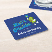 ピッおもしろいク遊ルのピクルボールカスタム文字 スクエアペーパーコースター (アングル)