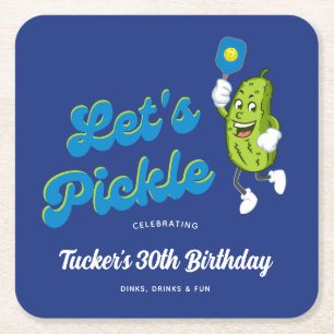 ピッおもしろいク遊ルのピクルボールカスタム文字 スクエアペーパーコースター