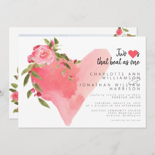 ピッエレガントクハートを1枚の写真としてバレンタインデー 招待状 (正面/裏面)