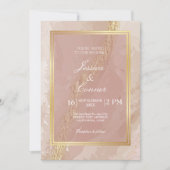 ピッエレガントク結婚の金ゴールド大理石 招待状 (正面)
