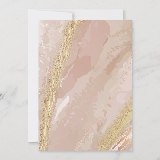 ピッエレガントク結婚の金ゴールド大理石 招待状 (裏面)