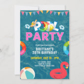 ピッカスタマイズクプールパーティーガールバースデーパーティー 招待状 (正面)