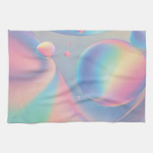 ピッカラフルクサイケデリックブルーティール(緑がかった色)パステルバブル キッチンタオル (横)