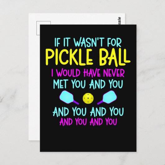 ピックおもしろいルボールチーム引用文ピックルボールプレーヤー ポストカード (正面/裏面)