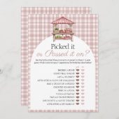 ピックまたは合格した国市場ブライダルゲームカード 招待状 (正面/裏面)