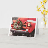 ピックアップクラシックトラックのクリスマスカード カード (黄色い花)