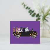 ピックアップトラックのハロウィーン犬 ポストカード (スタンド正面)