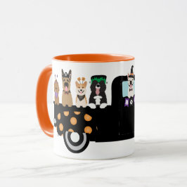 ピックアップトラックのハロウィーン犬 マグカップ