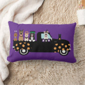 ピックアップトラックのハロウィーン犬 ランバークッション (ブランケット)