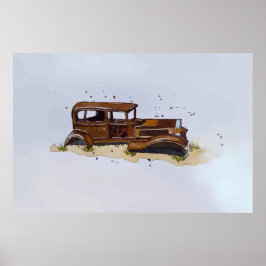 ピックアップトラックの錆びたシェルの水色 ポスター