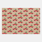 ピックアップトラッククリスマスツリー素朴クラフト紙 ラッピングペーパーシート (正面2)