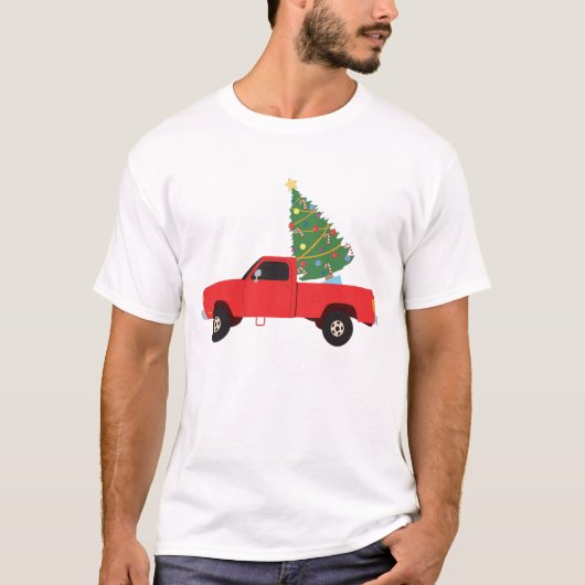 ピックアップトラッククリスマスツリー Tシャツ (正面)
