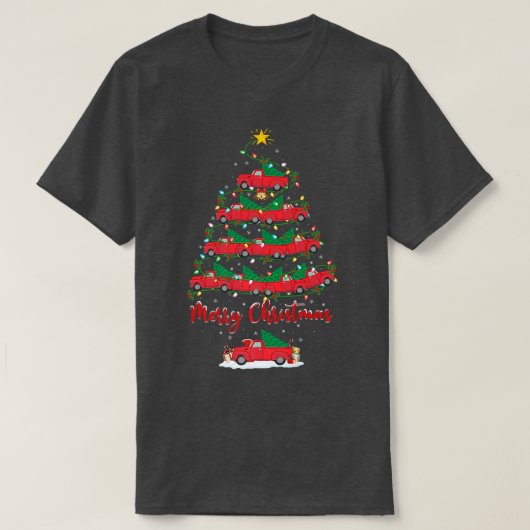 ピックアップトラッククリスマス照明サンタピックアップトラックの充電 Tシャツ (デザイン正面)