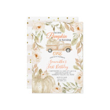 ピックアップトラックパンプキン第3誕生日招待状