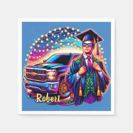 ピックアップトラック付き卒業カスタム男 スタンダードカクテルナプキン