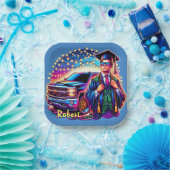 ピックアップトラック付き卒業カスタム男 ペーパープレート (パーティー)