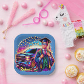 ピックアップトラック付き卒業カスタム男 ペーパープレート (パーティー)