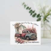 ピックアップトラック引っ越しました発表葉書 ポストカード (スタンド正面)
