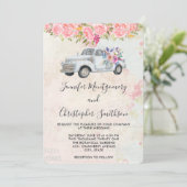 ピックアップトラック素朴と花の水の色結婚の 招待状 (スタンド正面)