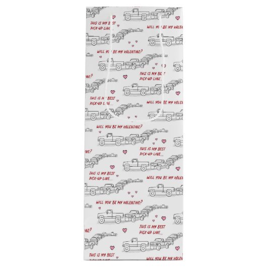 ピックアップラインバレンタインおもしろいトラック愛好家 ワインギフトバッグ (正面)