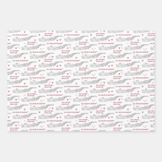 ピックアップラインバレンタインデーおもしろいントラック愛好家ギフトラップ ラッピングペーパーシート (正面2)