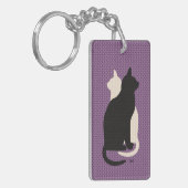 ピックカラー白黒キャットデュオ陰陽スタイル キーホルダー (正面左)