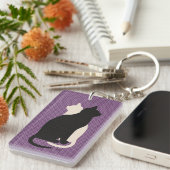 ピックカラー白黒キャットデュオ陰陽スタイル キーホルダー (正面右)