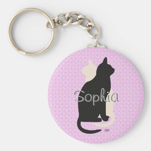 ピックカラー白黒キャットデュオ陰陽スタイル キーホルダー (正面)