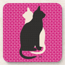 ピックカラー白黒キャットデュオ陰陽スタイル コースター