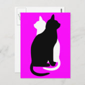 ピックカラー白黒キャットデュオ陰陽スタイル ポストカード (正面/裏面)