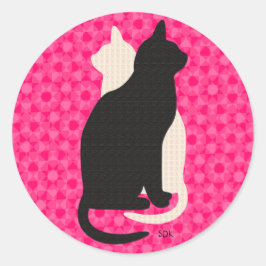 ピックカラー白黒キャットデュオ陰陽スタイル ラウンドシール