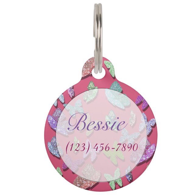 ピックカラー蝶シュレアル&フラタリング ペット　ネームタグ (裏面)