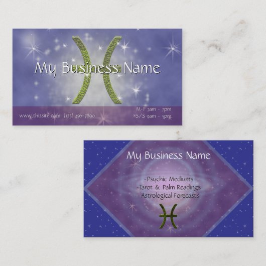 ピックカラー魚座〔占星術の〕十二宮図占星術の記号 名刺 (正面/裏面)