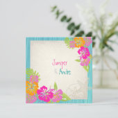 ピックスデザインのハイビスカス/ビーチ・DIYカラー 招待状 (スタンド正面)